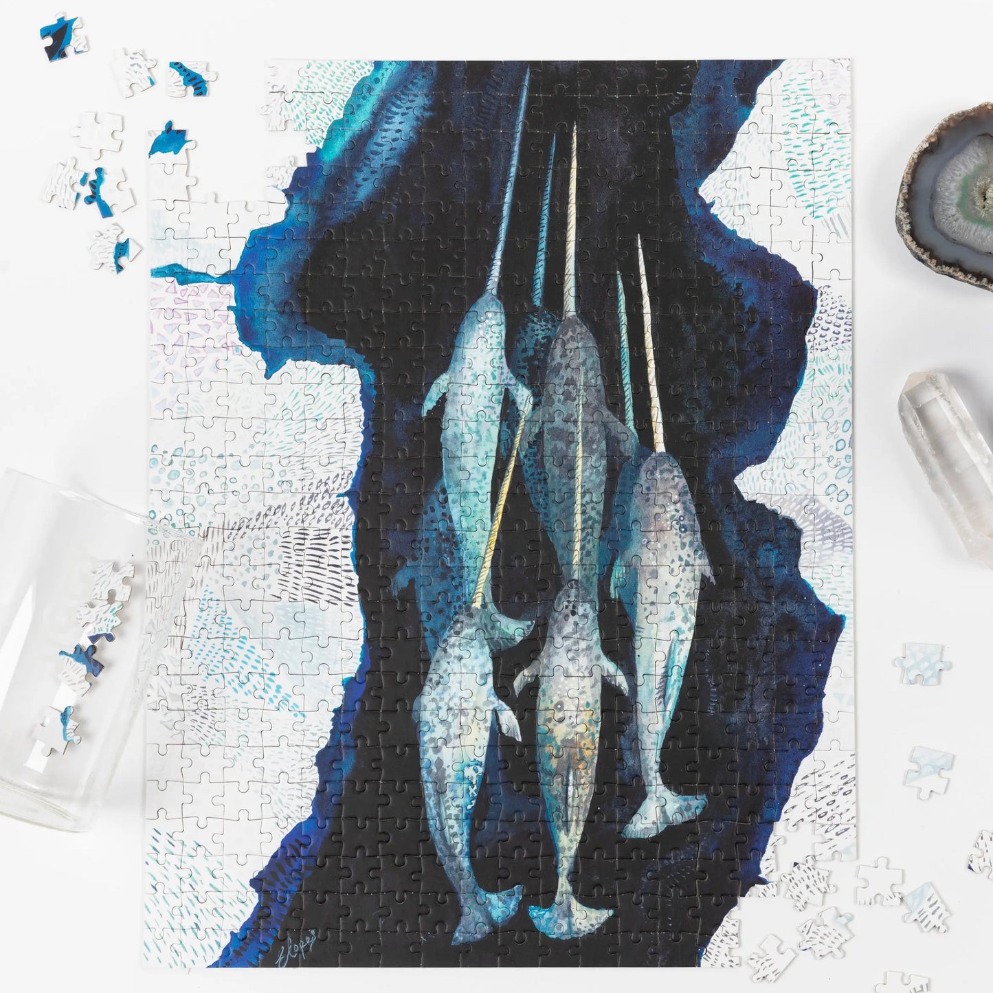 Narwhal 500 Piece Puzzle & Glue Kit