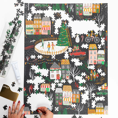 Christmas Town 800 Piece Puzzle & Glue Kit