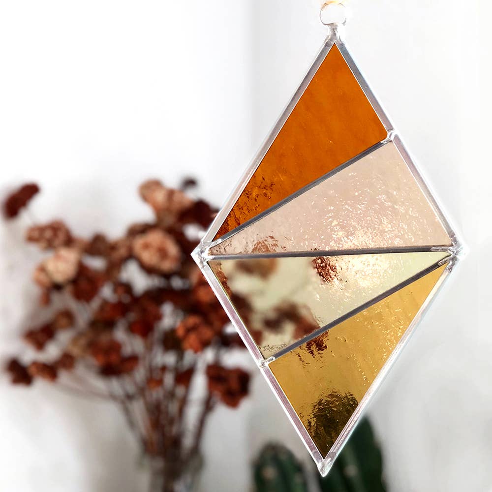 Vertical Diamond Stained Glass Suncatcher