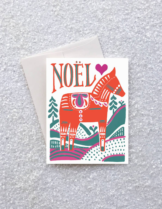 Noel Scandinavian Dalahorse Holiday Card