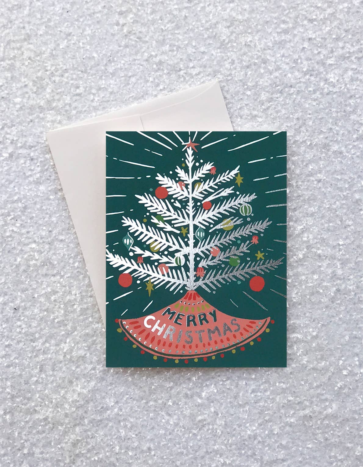 Merry Christmas Aluminum Tree Holiday Card