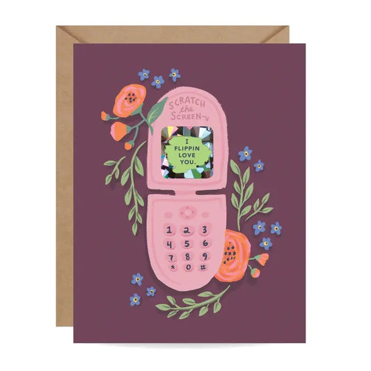 Flip Phone Scratch-Off Love Greeting Card