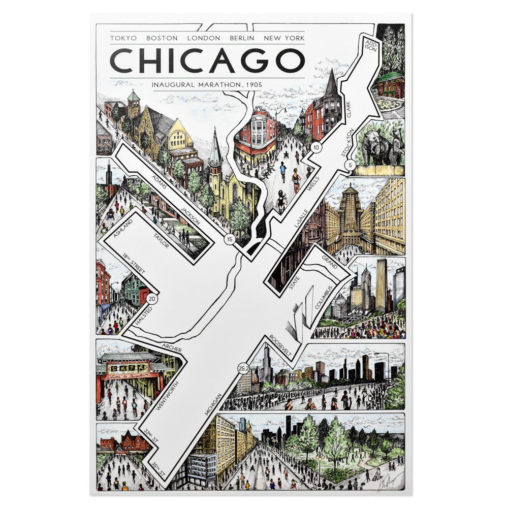 Chicago Marathon Map 12" x 18" Print