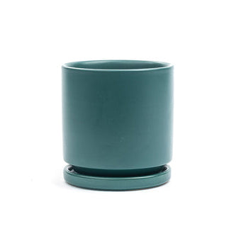 6" Ceramic Cylinder Planter with Plate
