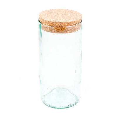 Recycled Wine Bottle Glass Canister with Cork Lid