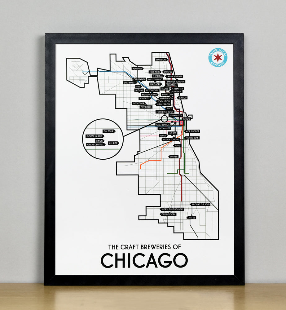Chicago Craft Brewery Map 11" x 14" Print