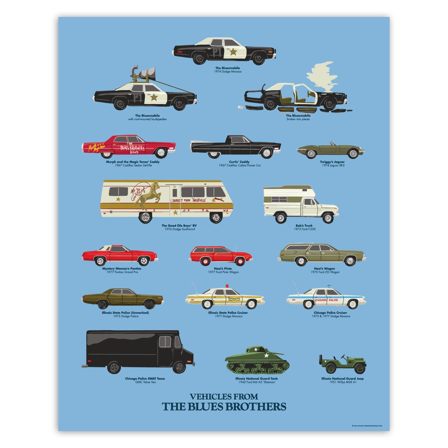 Blues Brothers Vehicles 16" x 20" Poster