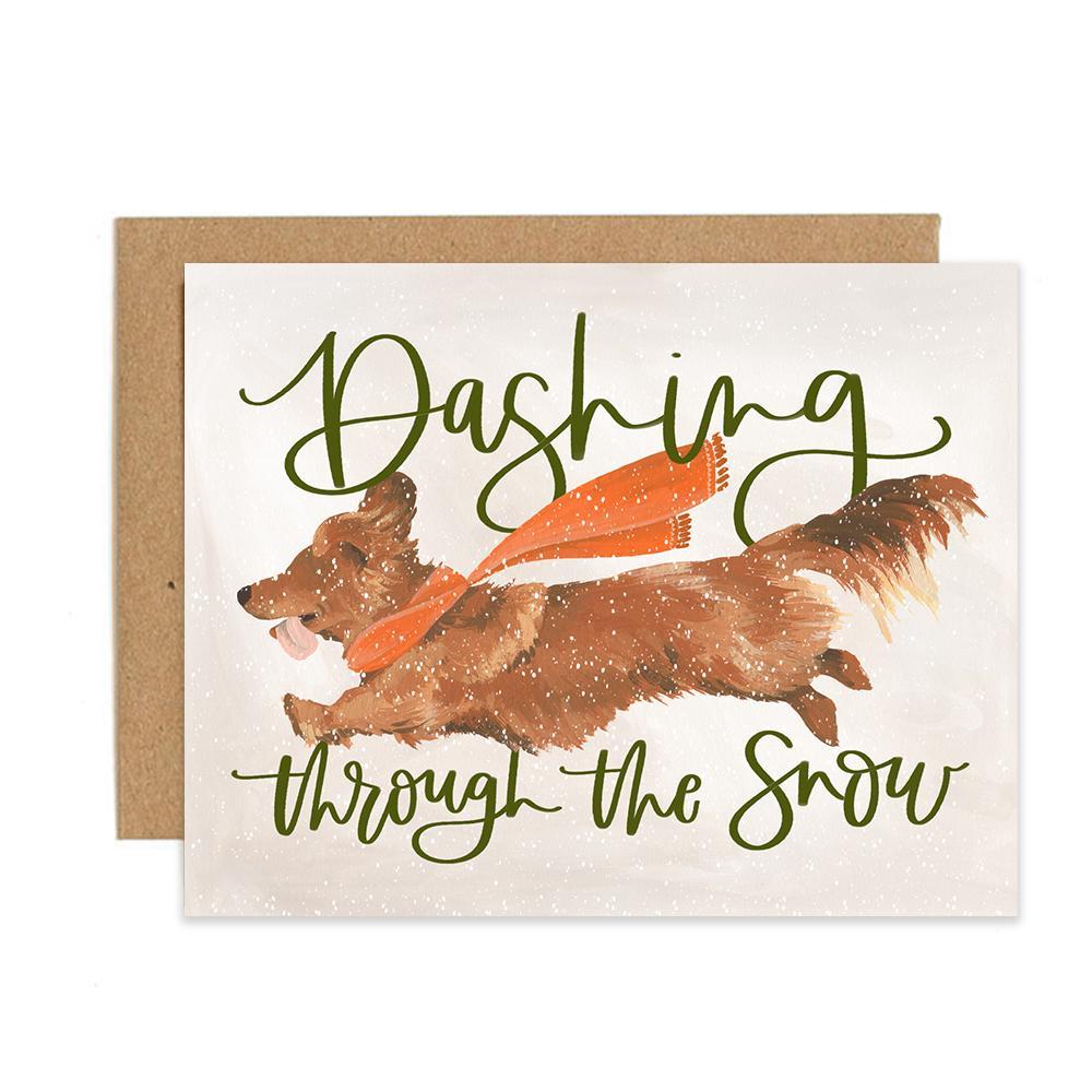 Dashing Through The Snow Dachshund Holiday Card