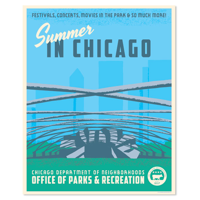 Summer in Chicago WPA-Inspired 16" x 20" Poster