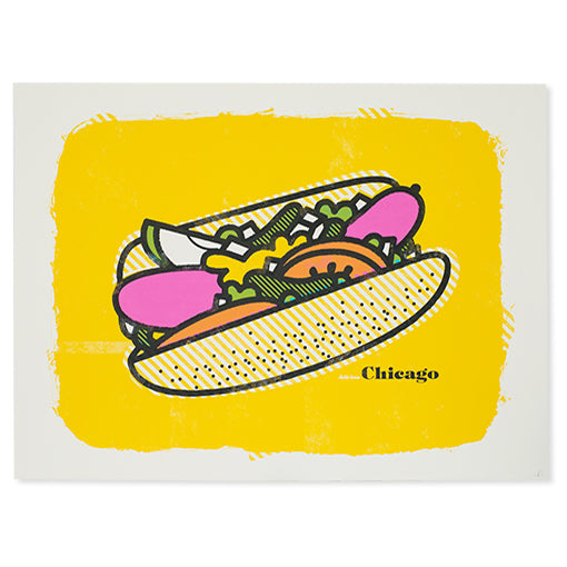 Chicago Style Hot Dog Yellow 24" x 18" Screen Print