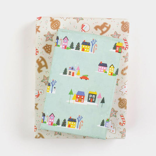 Home For Holidays & Christmas Cookies Reversible Holiday Gift Wrap (Set of 3 22" x 34" sheets)