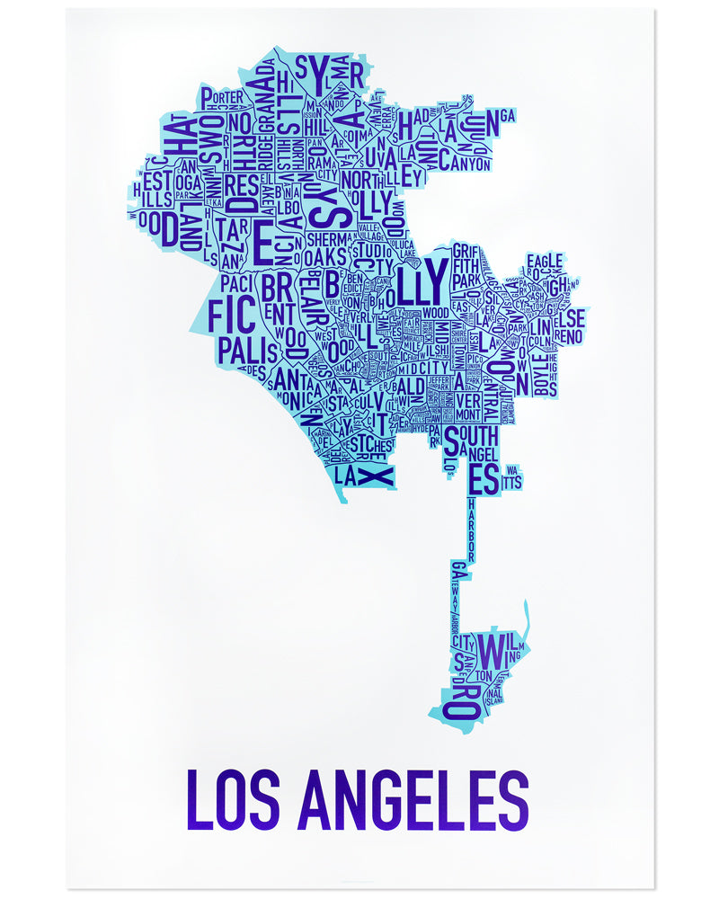 Los Angeles Neighborhood Map Poster