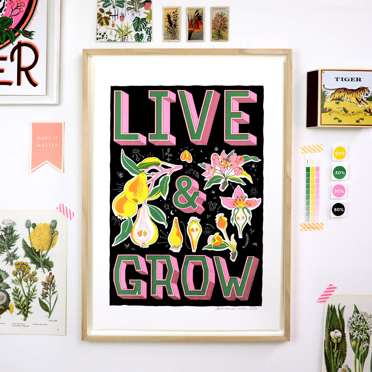 Live & Grow 13.9" x 19.7" Silkscreen Print