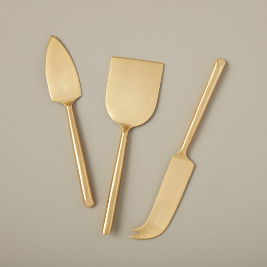 Simple Matte Gold Cheese Knives (Set of 3)
