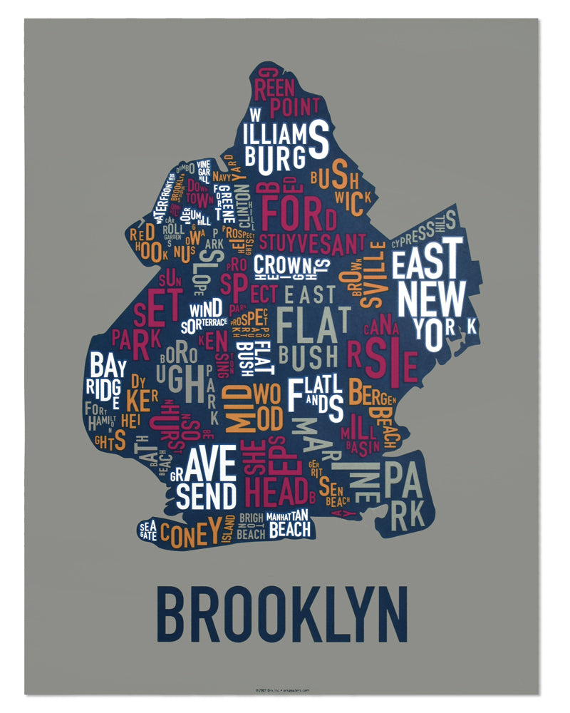 Brooklyn Neighborhood Map Poster