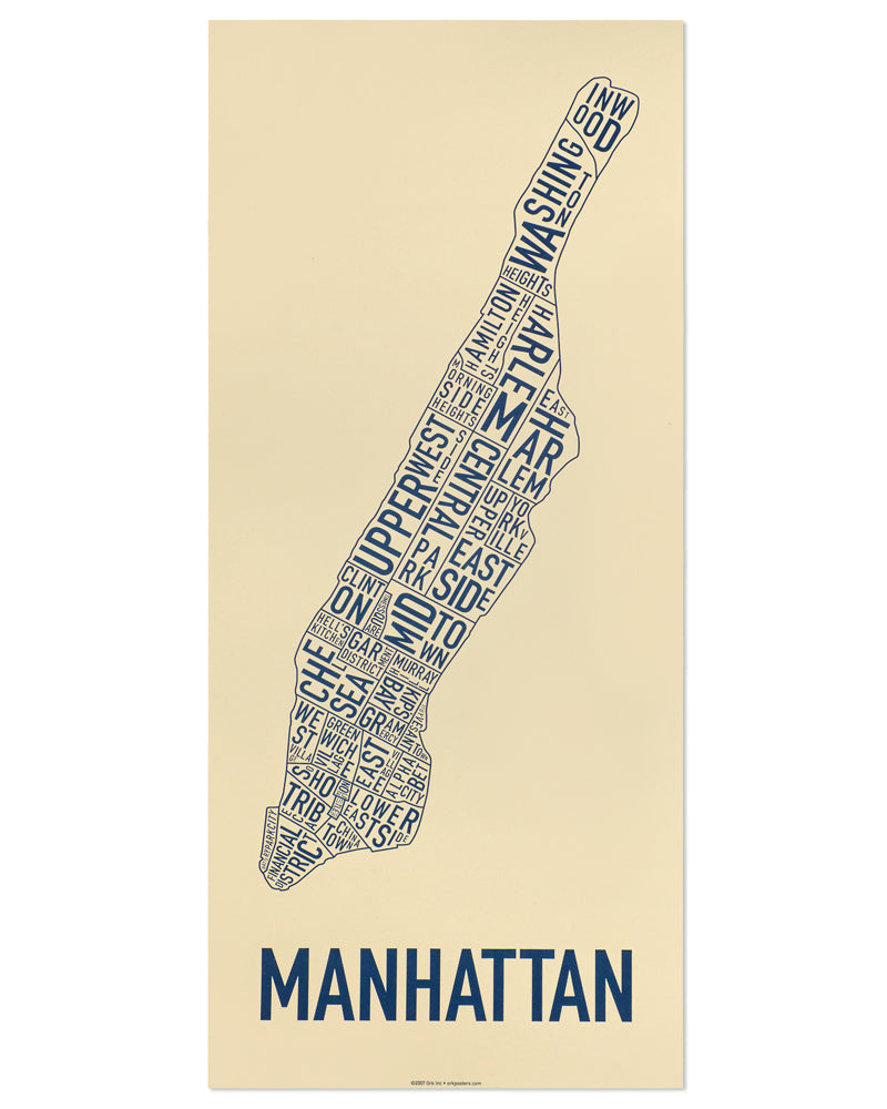 Manhattan Neighborhood Map Poster