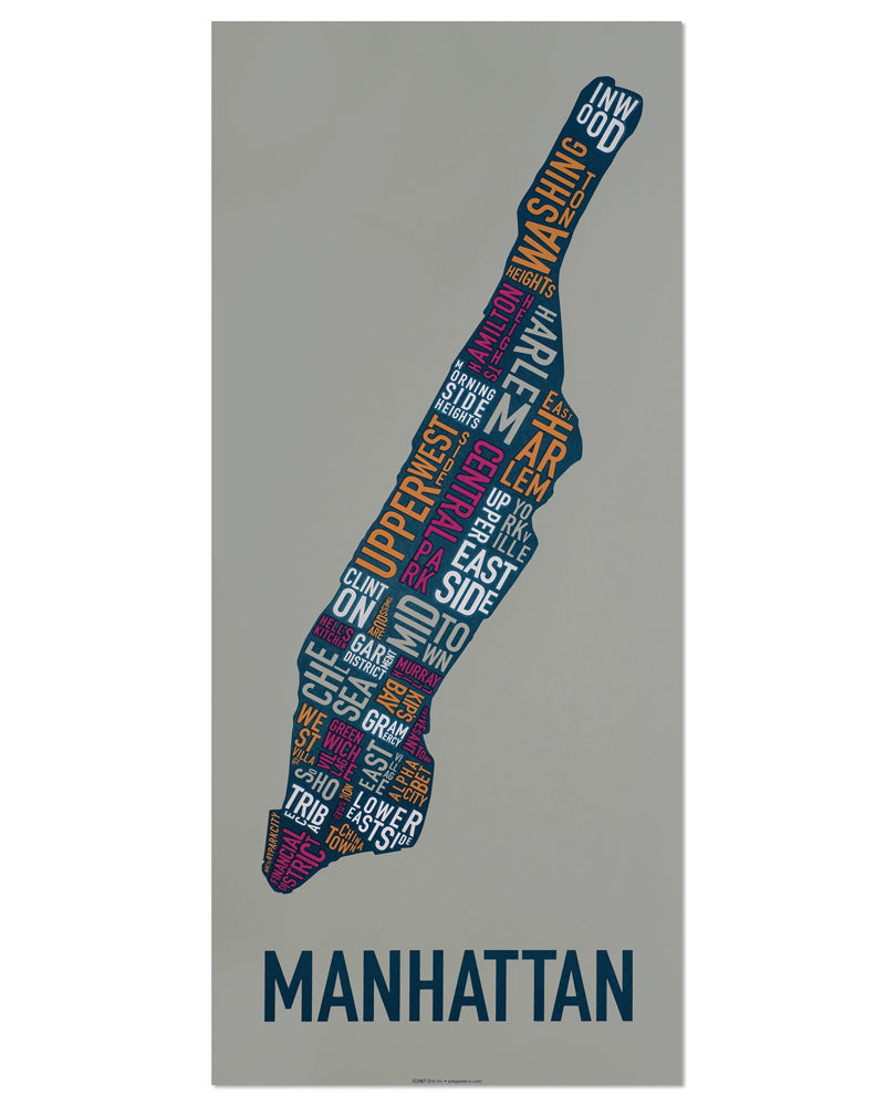 Manhattan Neighborhood Map Poster