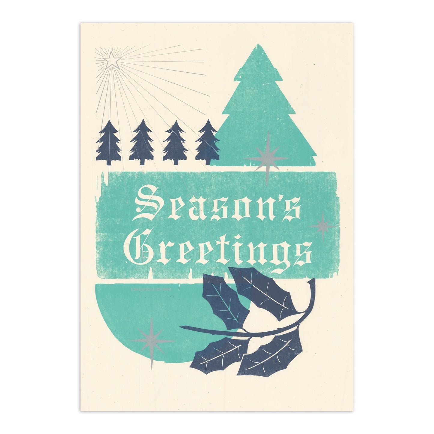 Season's Greetings 14 " x 20" Holiday Letterpress Print