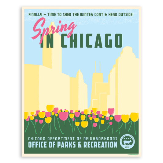 Spring in Chicago WPA-Style Tourism 16" x 20" Poster