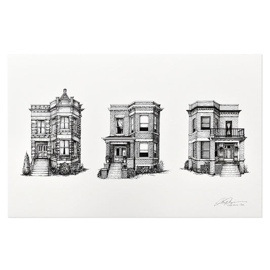 Chicago Two-Flat Buildings 11" x 17" Print