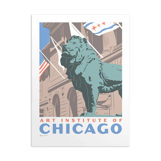 Art Institute of Chicago Lion 8" x 10" Illustrated Print