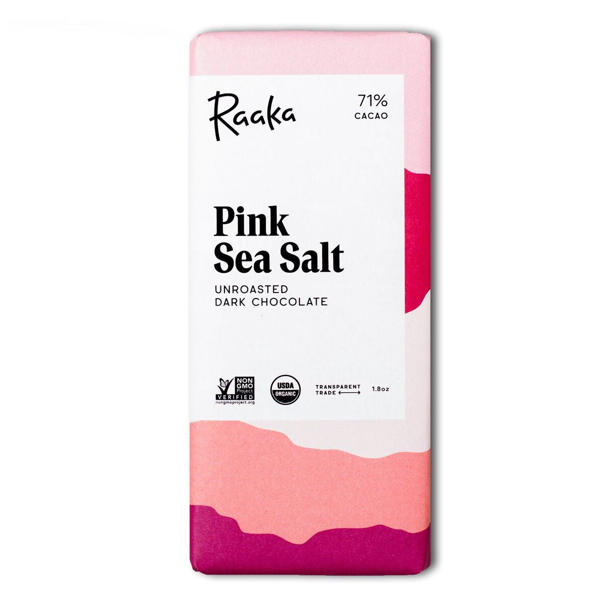 Pink Sea Salt Unroasted 71% Cacao Chocolate Bar