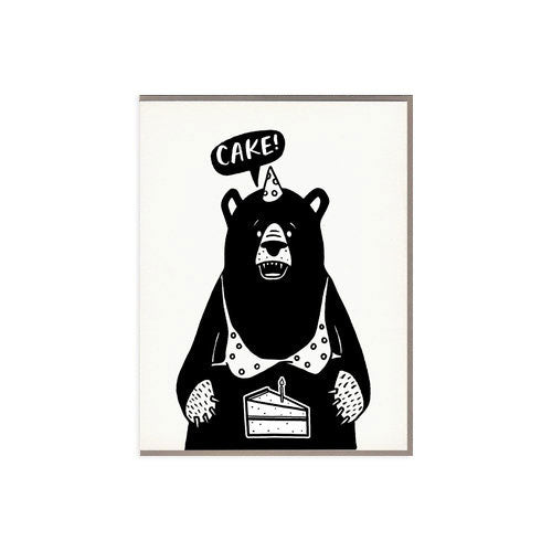 Bear Cake Letterpress Birthday Card