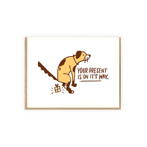Dog Poop Present Letterpress Birthday Card