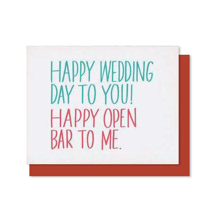 Happy Wedding Open Bar Card