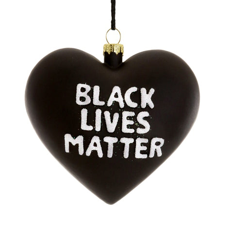 Black Lives Matter Heart Glass Holiday Ornament