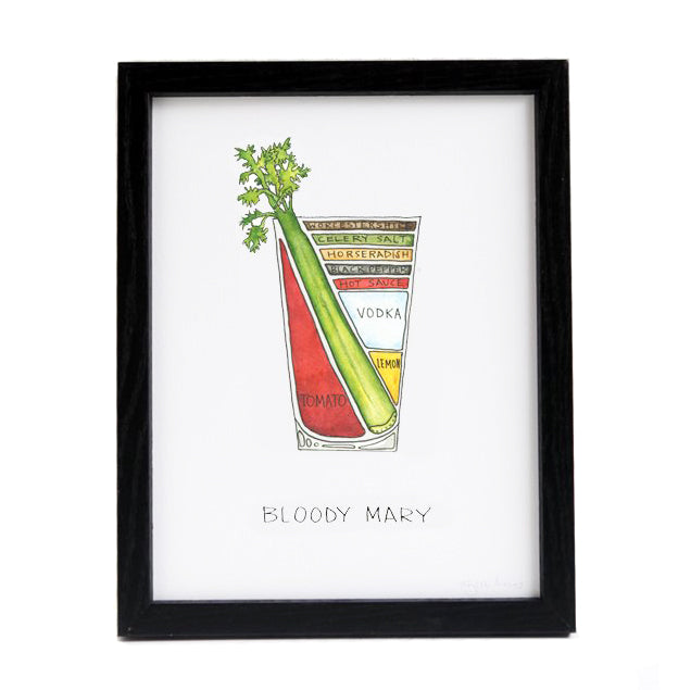 Bloody Mary Cocktail Diagram 8.5" x 11" Print
