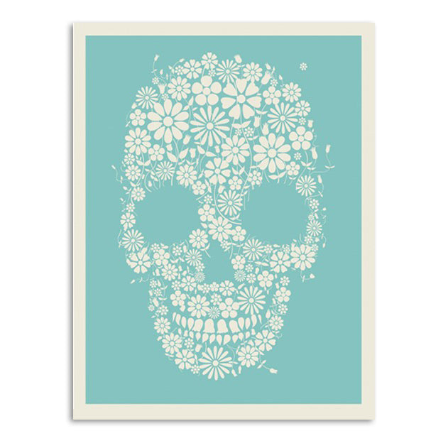 Flower Skull Blue 11" x 14" Screen Print
