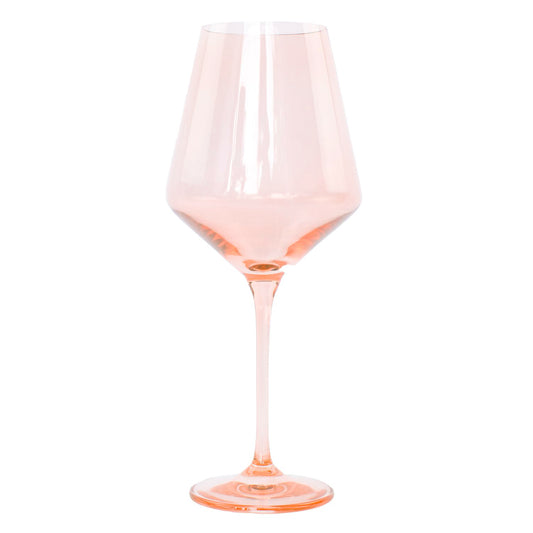 Handblown Blush Pink Colored Wine Glass