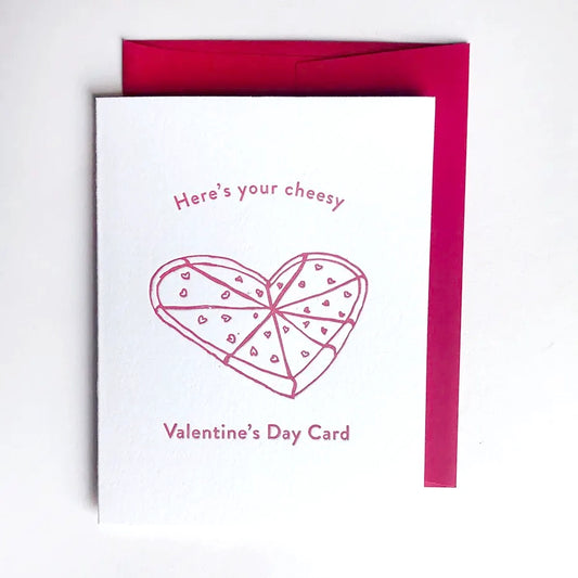 Cheesy Pizza Happy Valentine's Day Letterpress Card
