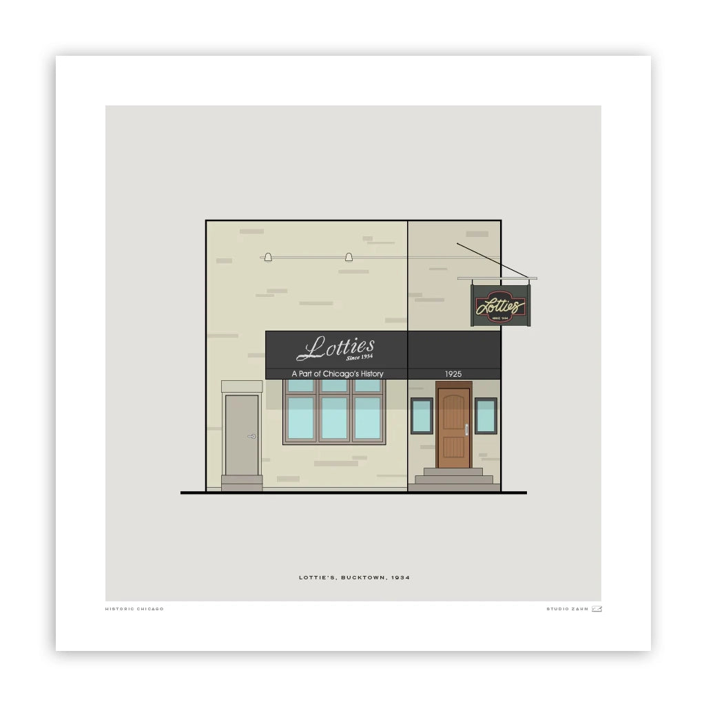 Lottie's Pub Chicago Storefront 8" x 8" Archival Print