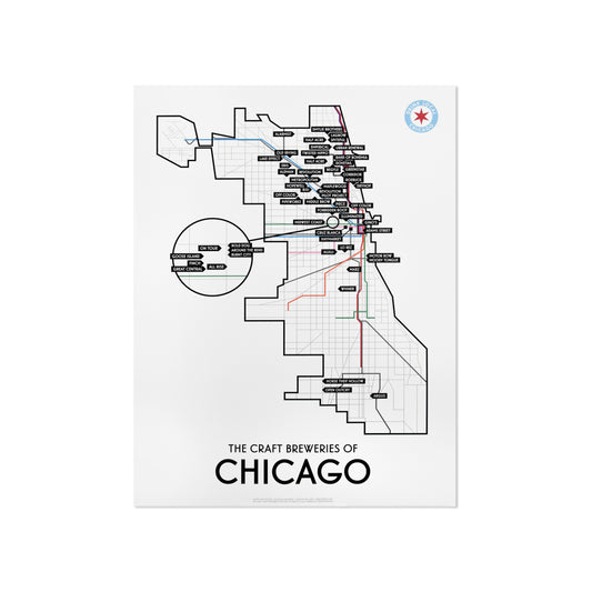 Chicago Craft Brewery Map 11" x 14" Print
