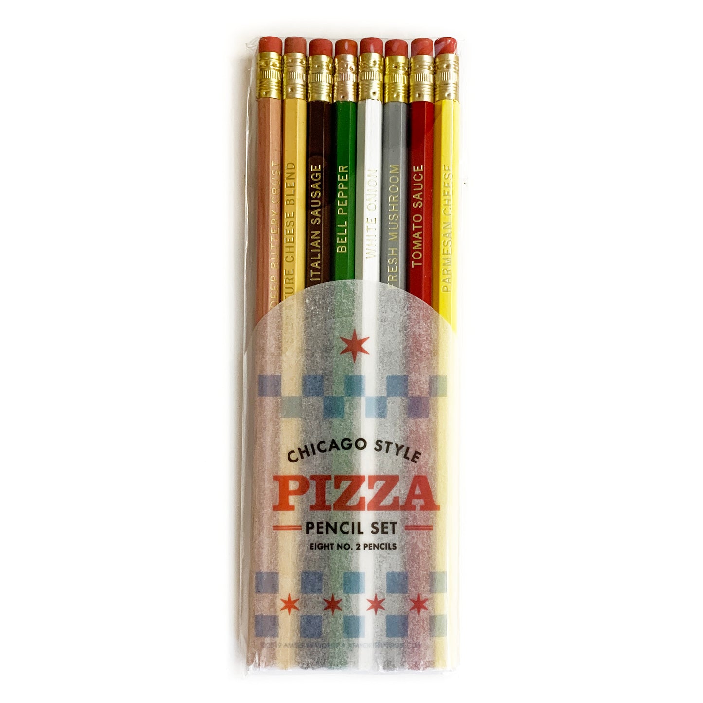 Chicago Style Pizza Pencils (Set of 8)