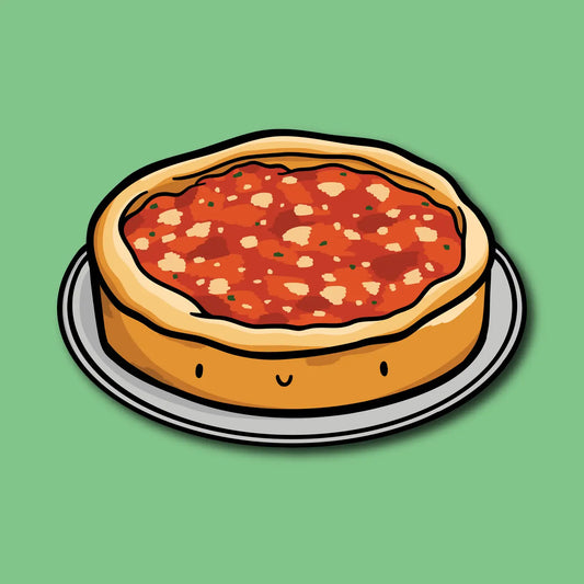 Chicago Deep Dish Pizza Smiley Face Sticker