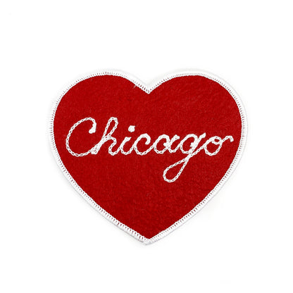 Chicago Chain Stitch Embroidered Heart Patch