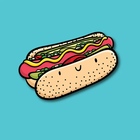 Chicago Style Hot Dog Smiley Face Sticker