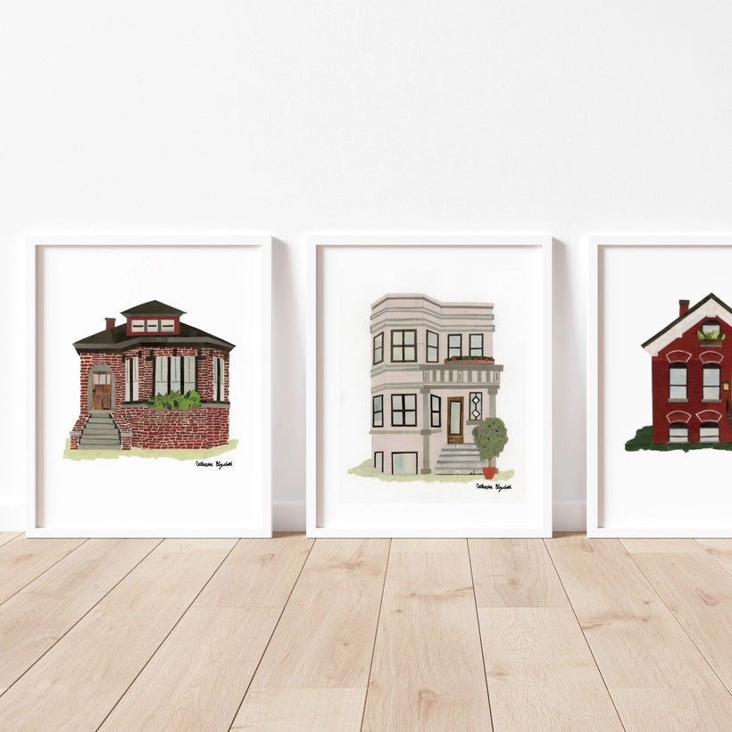 Chicago Bungalow House Collage 8"x 10" Print