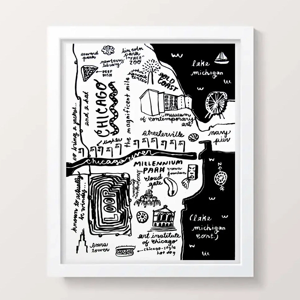Chicago Illustrated Map 11" x 14" Print