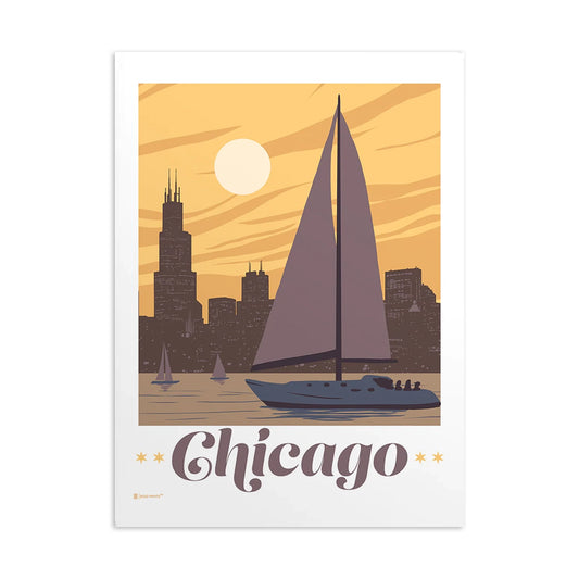 Sail Chicago Lakeshore 8" x 10" Illustrated Print