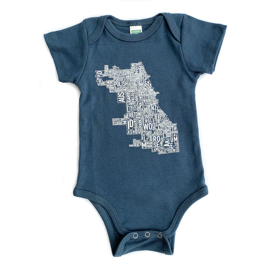 Chicago Neighborhood Map Baby Onepiece
