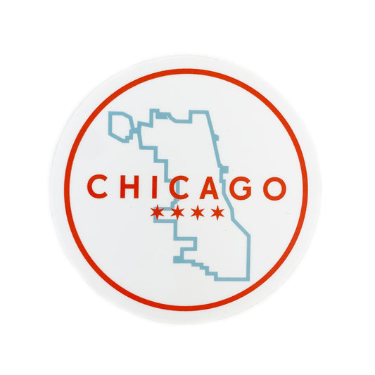 Chicago Boundary Outline 3" Circle Sticker