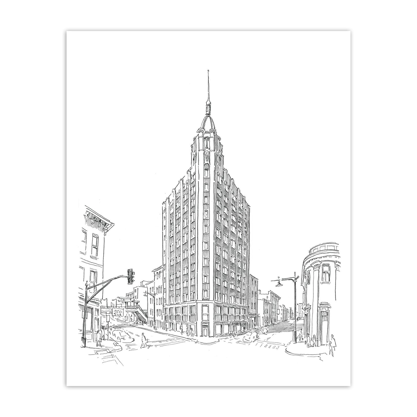 Chicago's The Robey Hotel Building Illustrated 8" x 10" Print