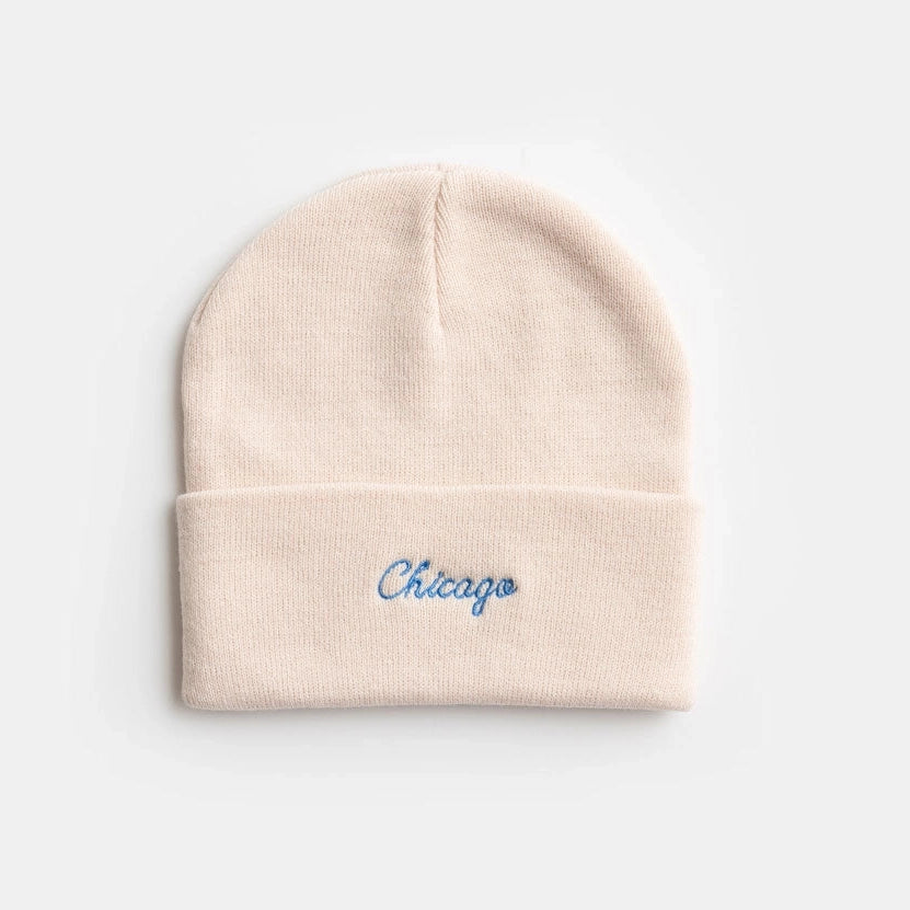 Chicago Embroidered Script Adult Beanie Hat