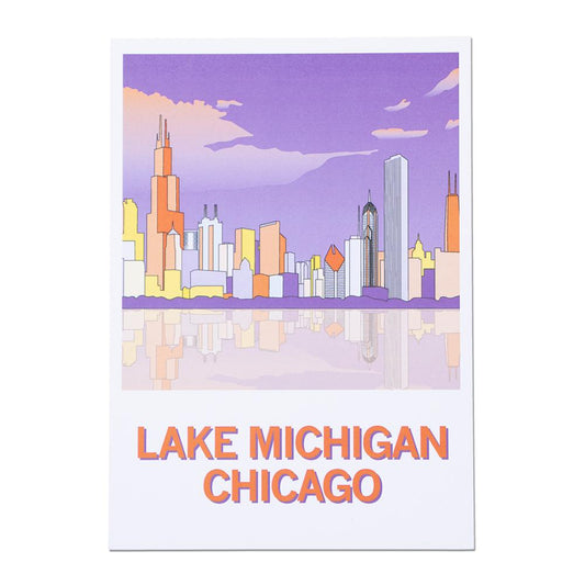 Lake Michigan Chicago Illustration Postcard