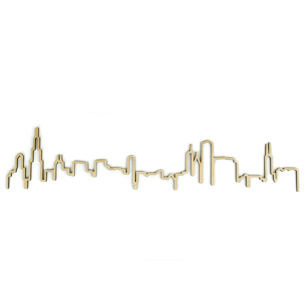 Chicago Skyline 24" Long Outline Woodcut Wall Decor
