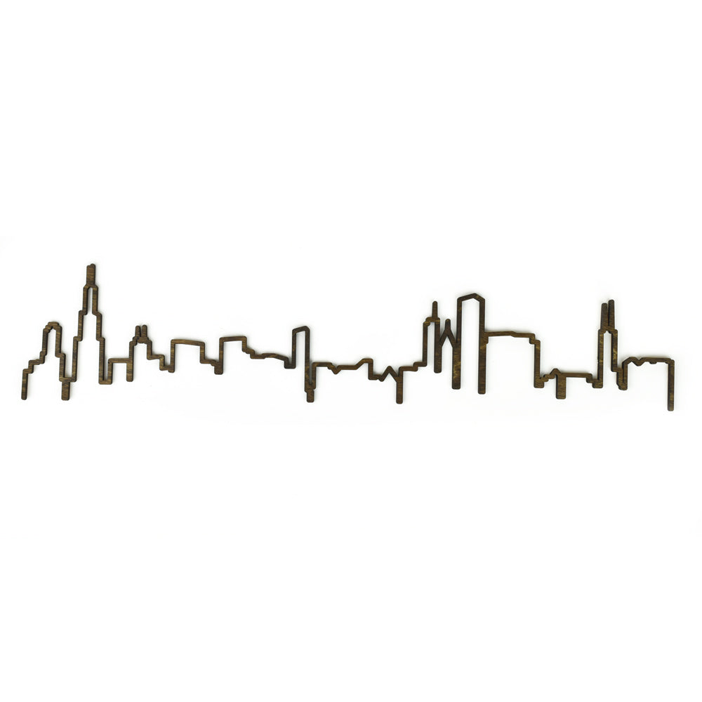 Chicago Skyline 24" Long Outline Woodcut Wall Decor